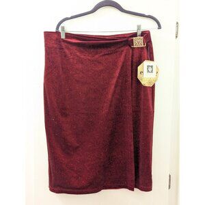 Anne Klein Red Sparkle Pencil Skirt Size L Polyester Blend Womens Elegant Wear